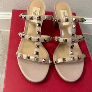 Valentino Beige Studded Women's Sandals